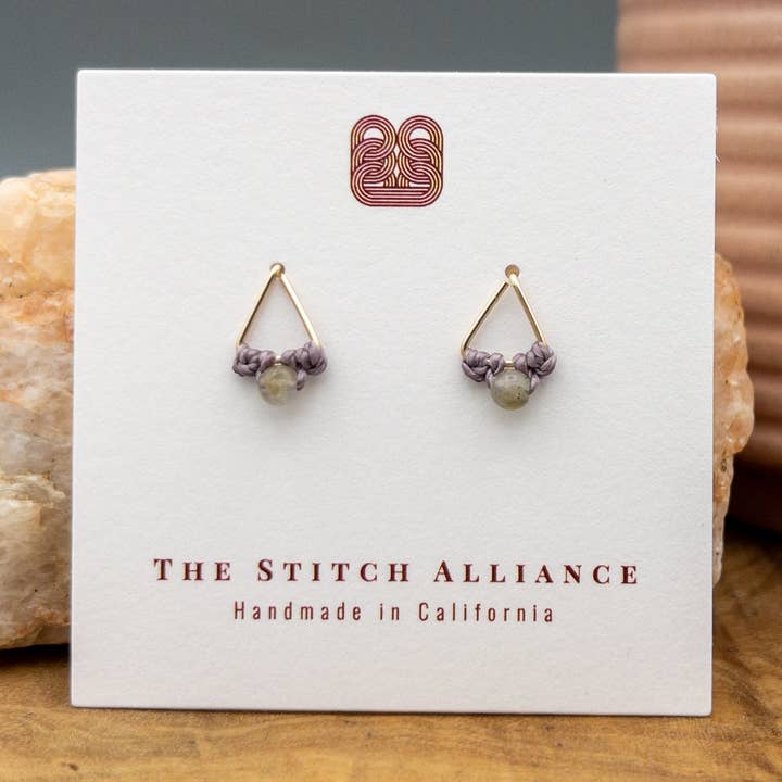 The Stitch Alliance - Wholesale Stud/Post Earrings - Labradorite Stud Earrings | Gold Fill Triangle | Handmade0