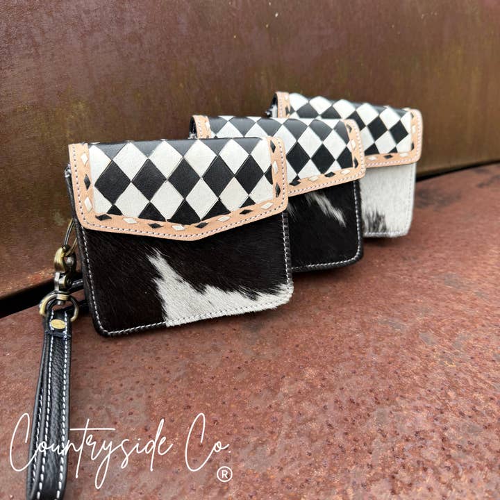Cassy Checkered Wallet Wristlet for wholesale by Texas Western Cowhide Bags and More