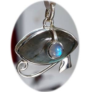 Eye Of Horus Sterling hänge - Labradorit & Månsten för wholesale av Crystal Earth Sterling