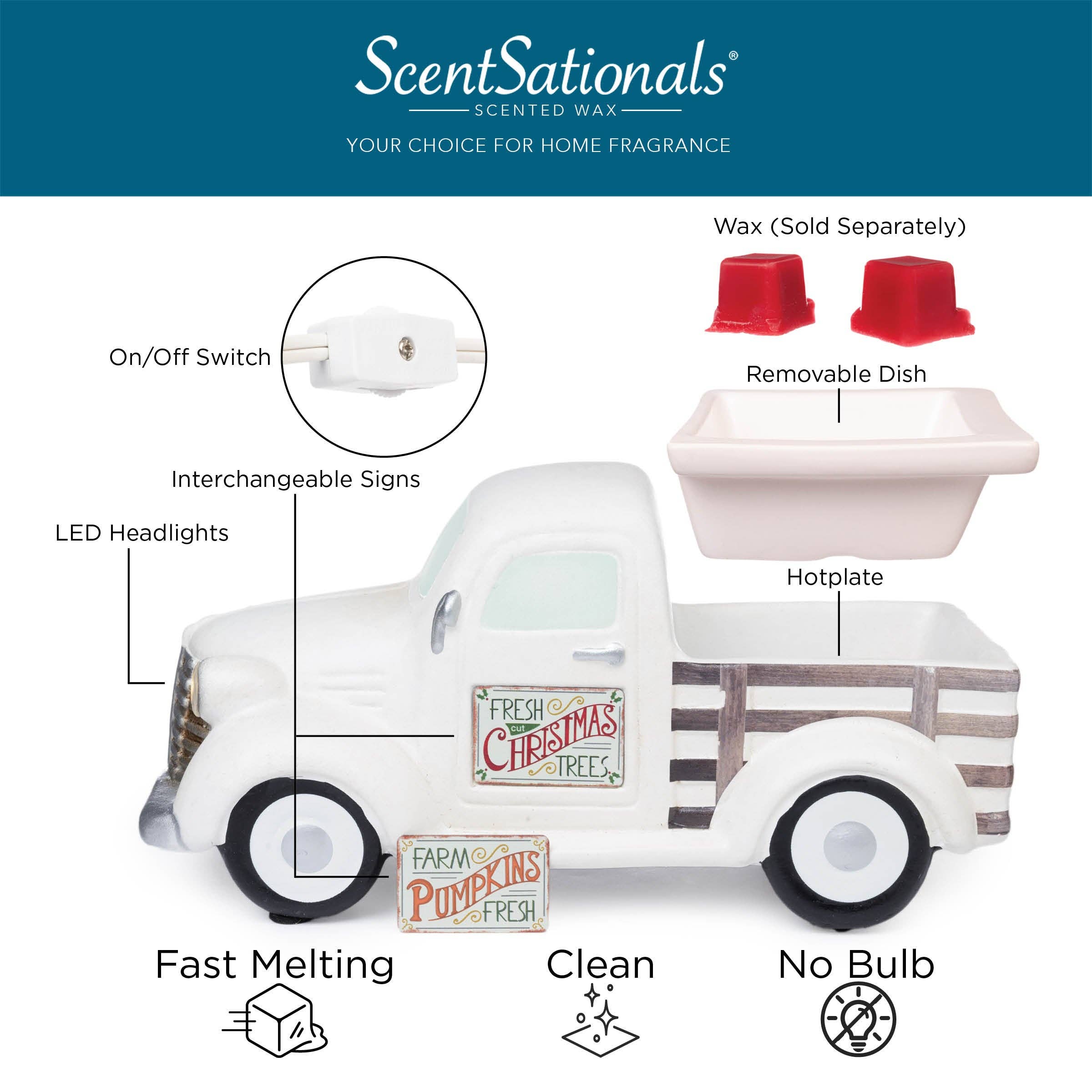 Rimports - Wholesale Wax Warmer - White Truck Fragrance and Wax Warmer with Two Holiday Signs3