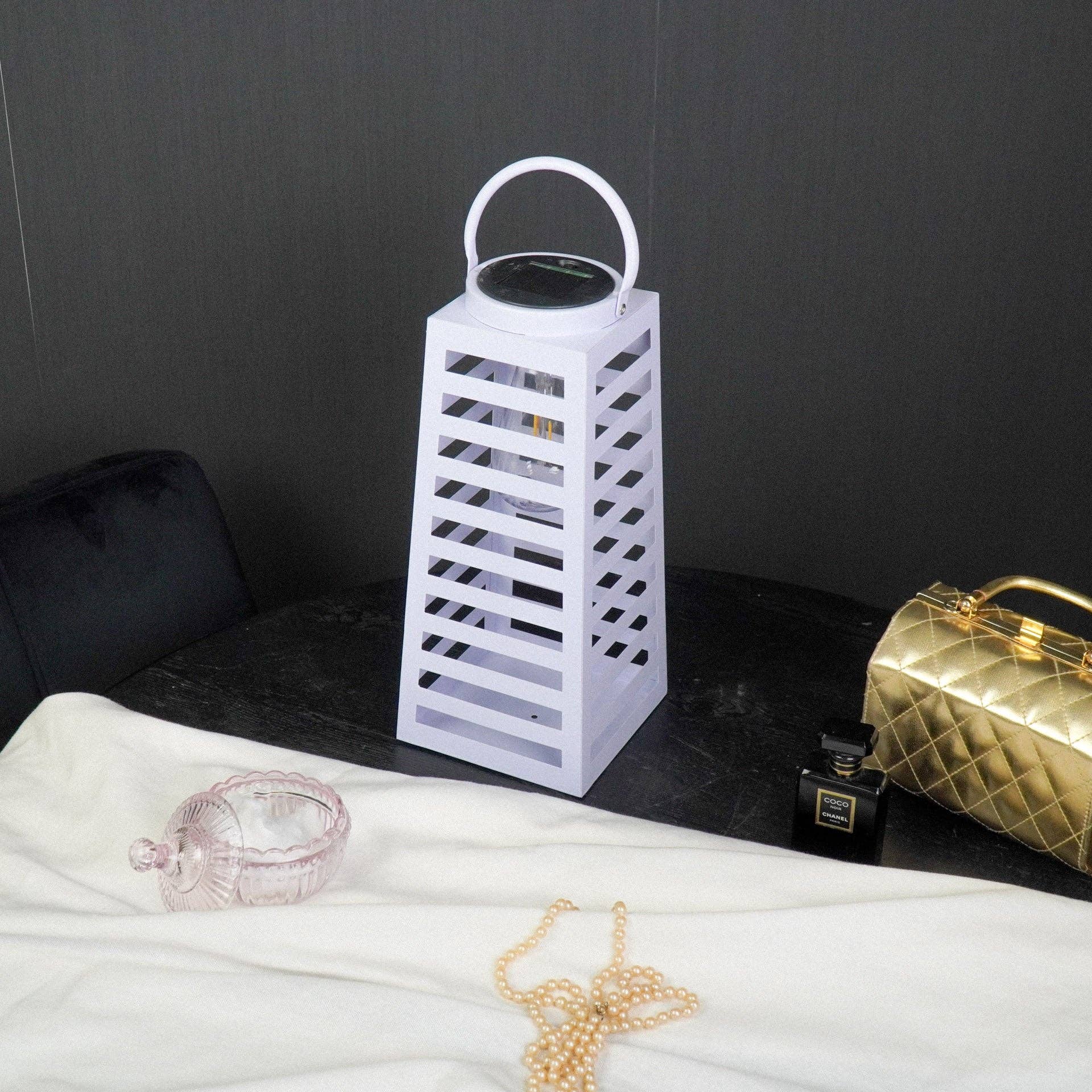 Housevitamin bv - Wholesale Lantern - Lamp- Lantern - Solar - Metal - Lila - 14x32,5cm7