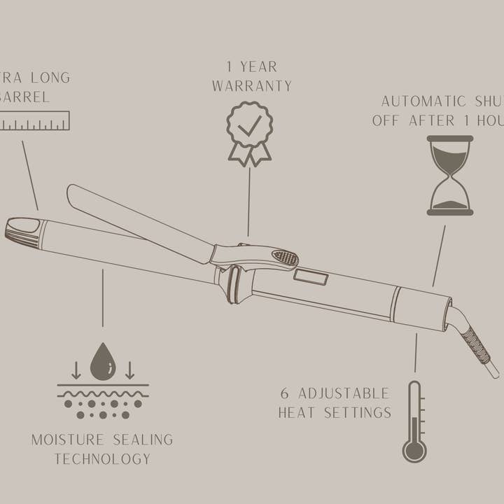 Kitsune Hair Co. - Wholesale Curling Iron/Wand - Extra Long Barrel Professional Curling Iron