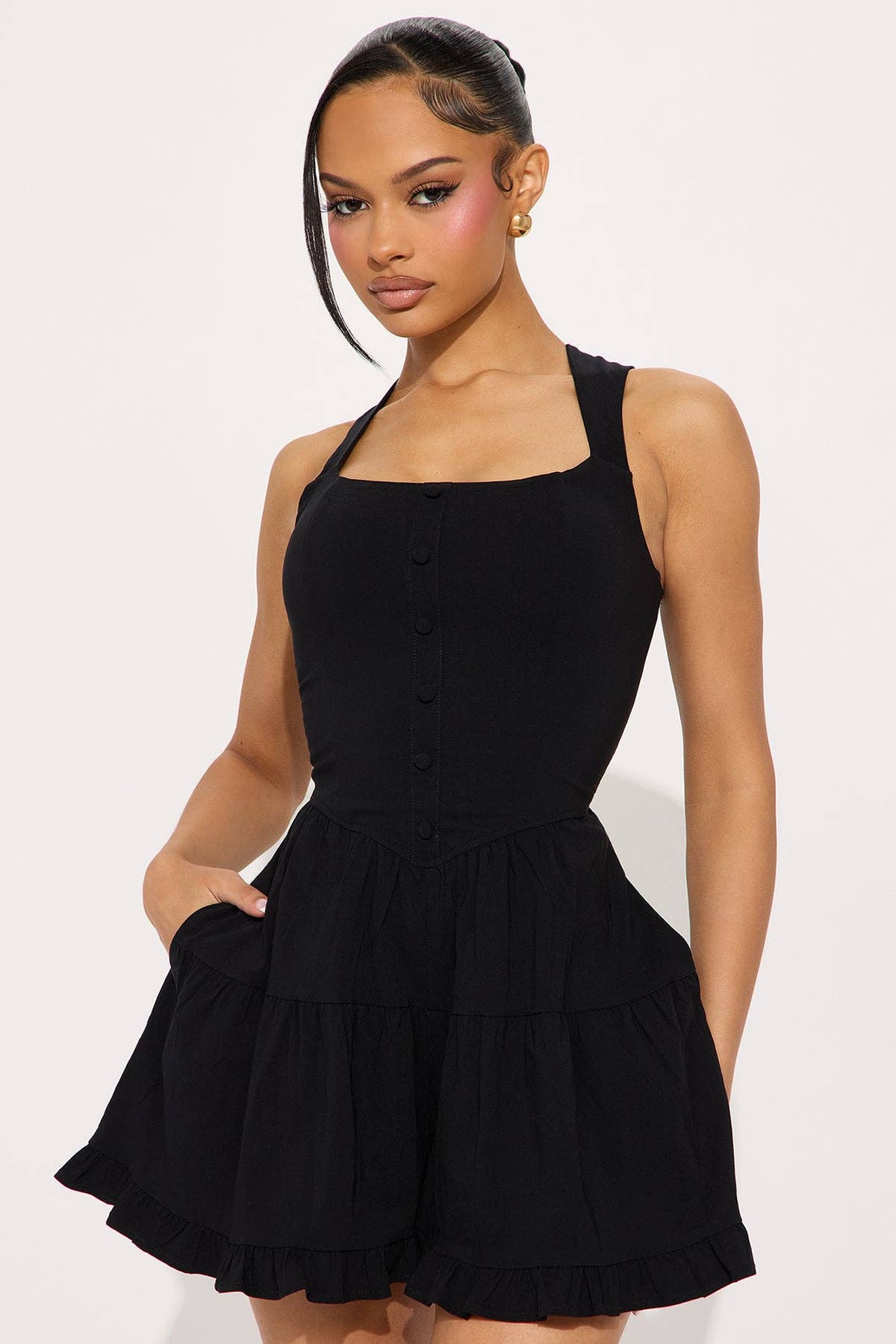 5besties inc – Engroshandel Romper - Dame – SMOKKET ROMPER MED LAGDEDE FLÆSER BAGTIL1