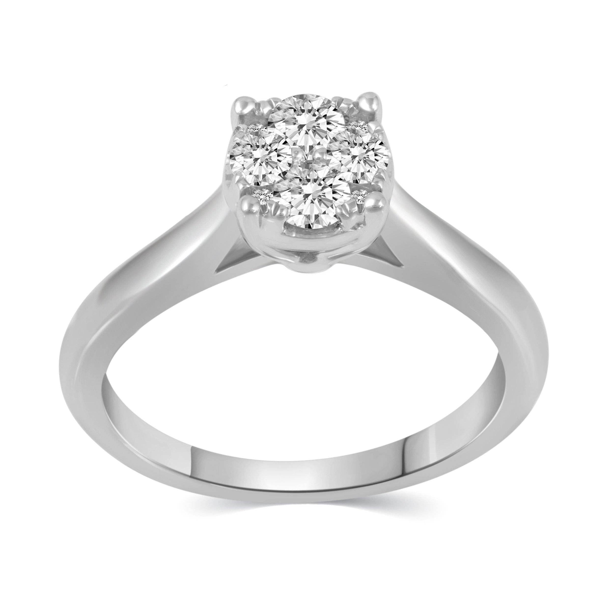 Fifth and Fine - Wholesale Engagement Ring - 1/2Cttw to 1.00Cttw Natural Diamond Cluster Solitaire Ring S0