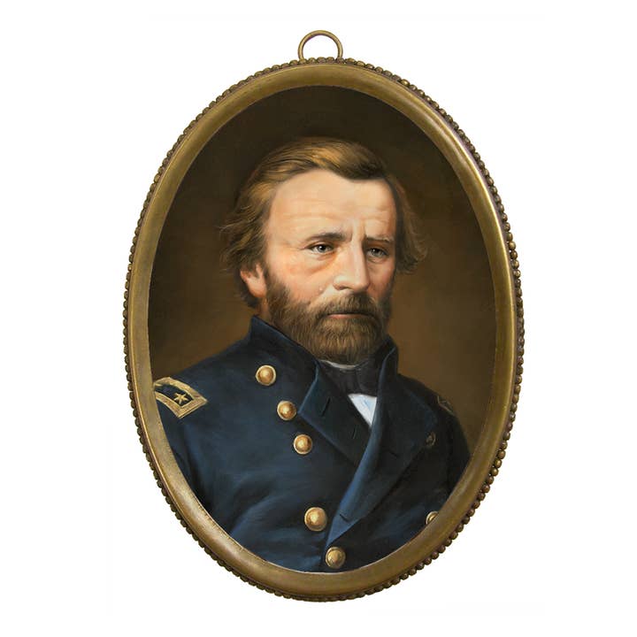 General Ulysses Grant Print in Beaded Brass Frame, 6-1/4” for wholesale by Madison Bay Co. - Historical Home Decor Reproductions