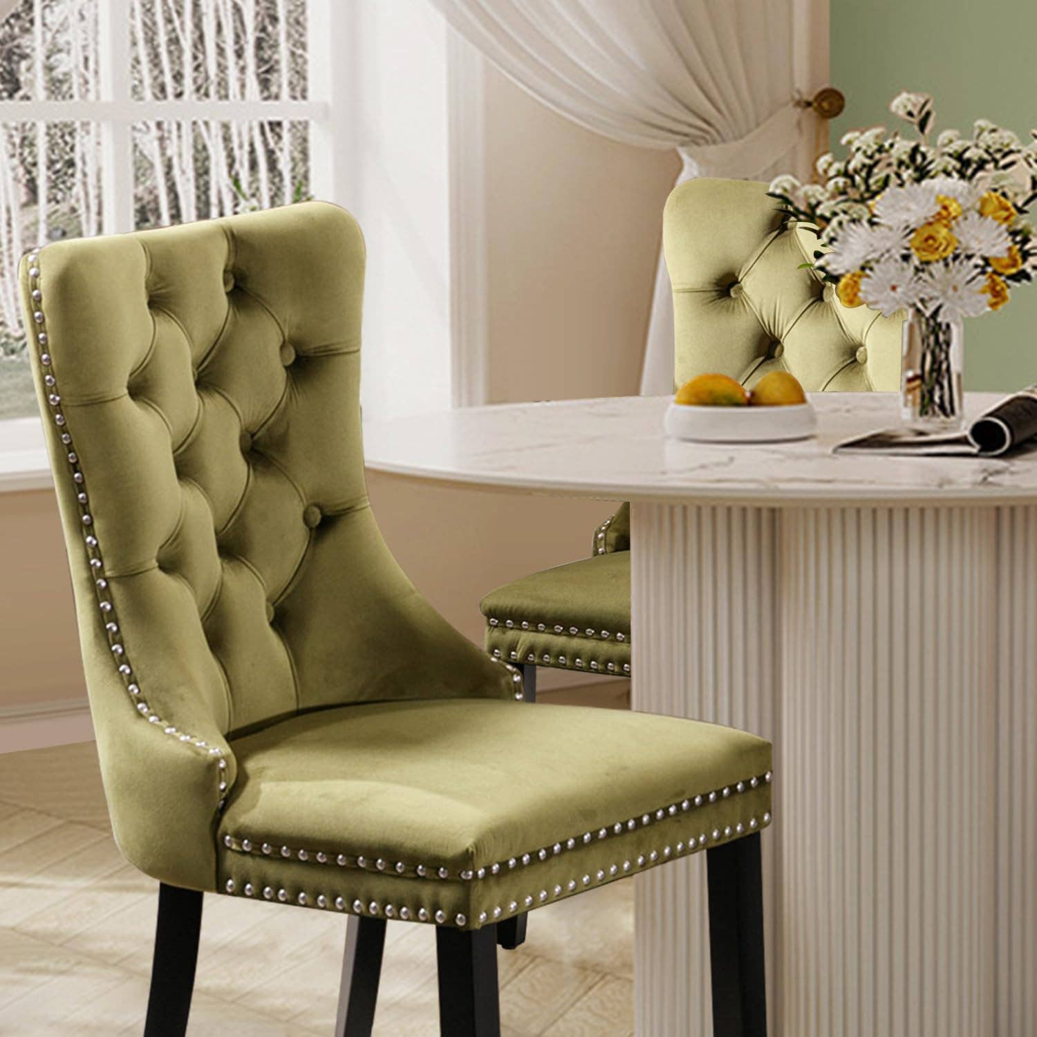 Modern Home Touch – wholesale Chair – Shena Set of 2 Velvet Kitchen Dining Chairs Knocker Back7