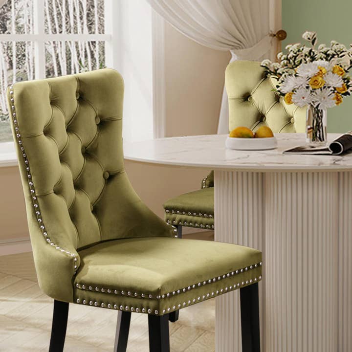 Modern Home Touch – wholesale Chair – Shena Set of 2 Velvet Kitchen Dining Chairs Knocker Back7