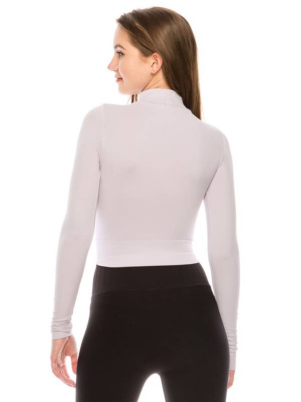 KurveShop - Wholesale Knit Top - Women's - MOCK NECK LONG SLEEVE CROP TOP