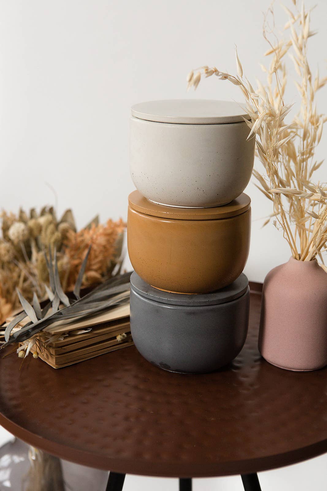 Day Moon Co. - Wholesale Jar/Filled Candle - Palo Santo + White Sage Hand Poured Concrete Candle2