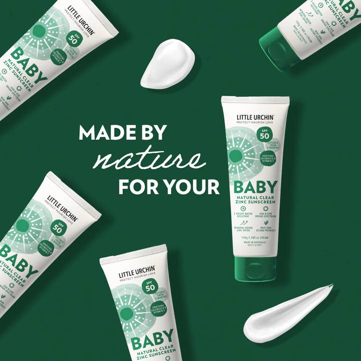Little Urchin – Engroshandel Solcreme – Little Urchin BABY Naturlig klar zink solcreme SPF 50 100g