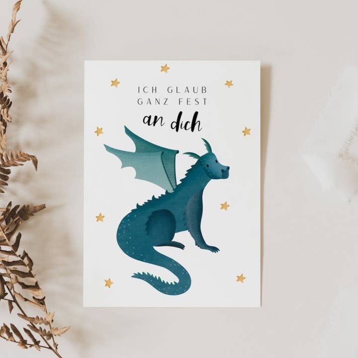 Postcard Ich glaub an Dich - Dragon for wholesale by Tilda&Theo