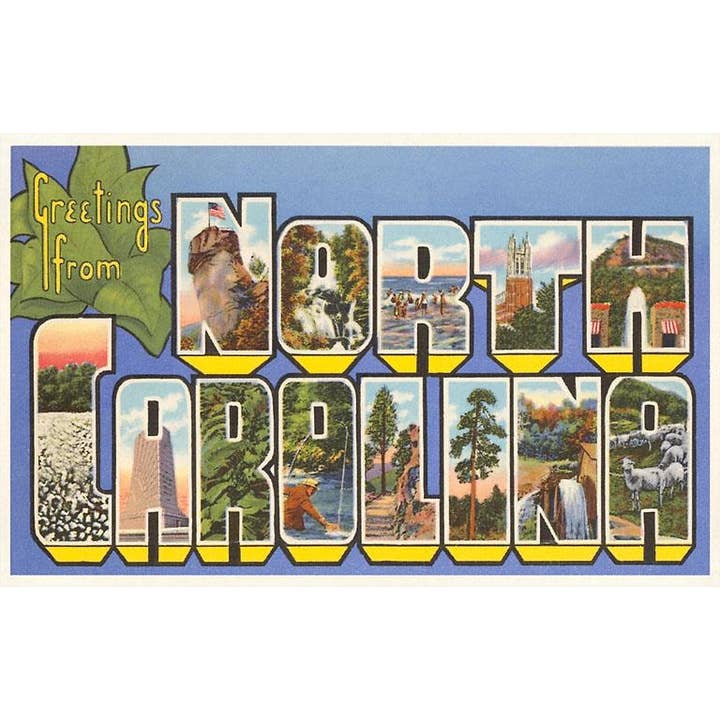 Postcard NC-260 Greetings from North Carolina for wholesale by Found Image Press