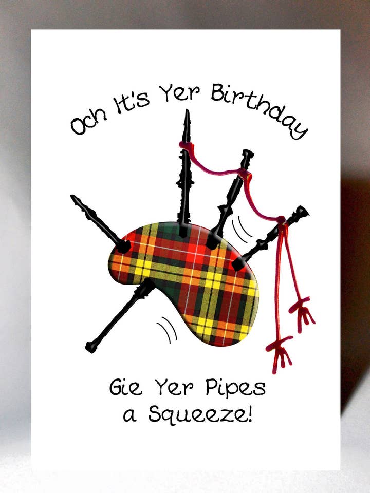 Carte d'anniversaire écossaise avec cornemuses pour la vente par Wee Wishes