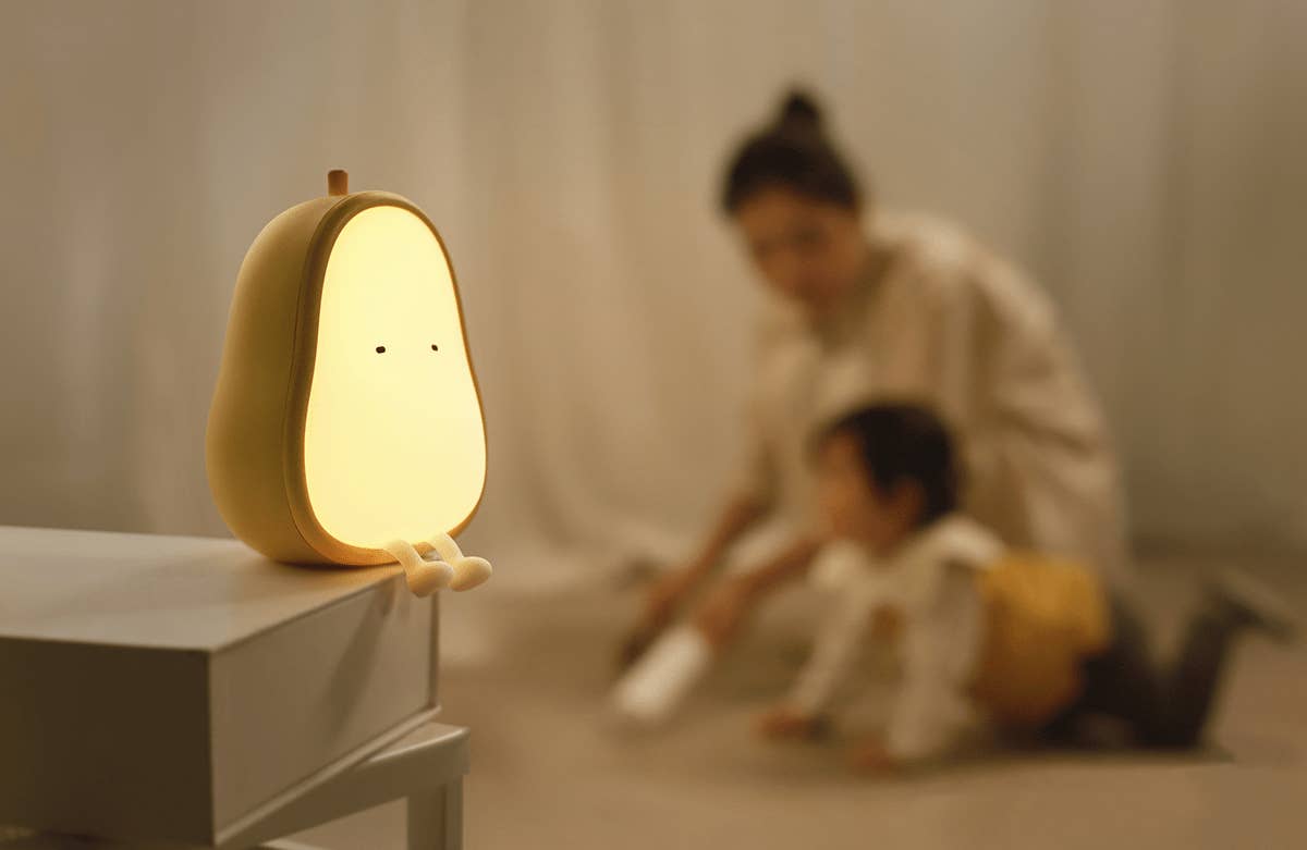 Soft green Pear Night Lamp MUID for wholesale on Faire21