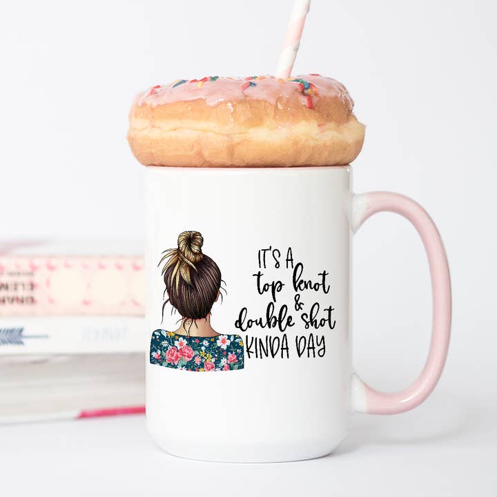 Top Knot And Double Shot Coffee Mug for wholesale by Blush and Bold Collective