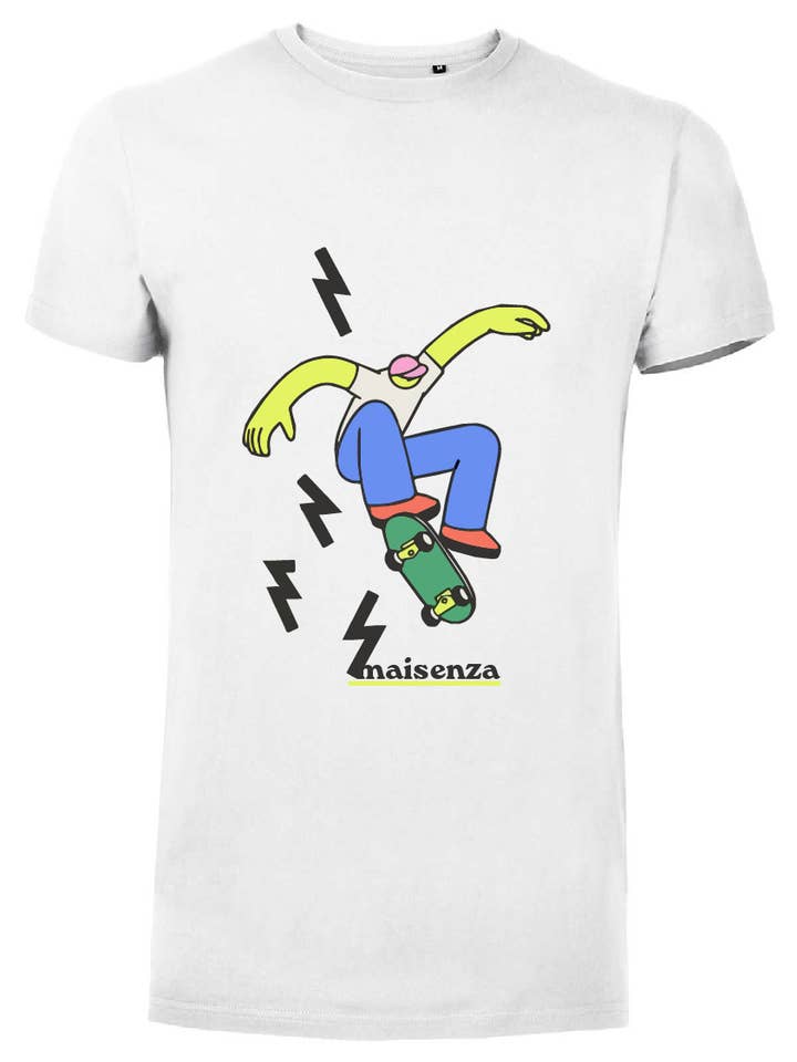 White Printed T-shirt Men - Big Man Skating for wholesale on Faire0