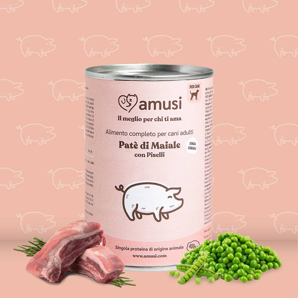 Pettech S.r.l. – Großhandel Tiernahrung – Hund – Schweinefleischragout mit Erbsen für ausgewachsene Hunde