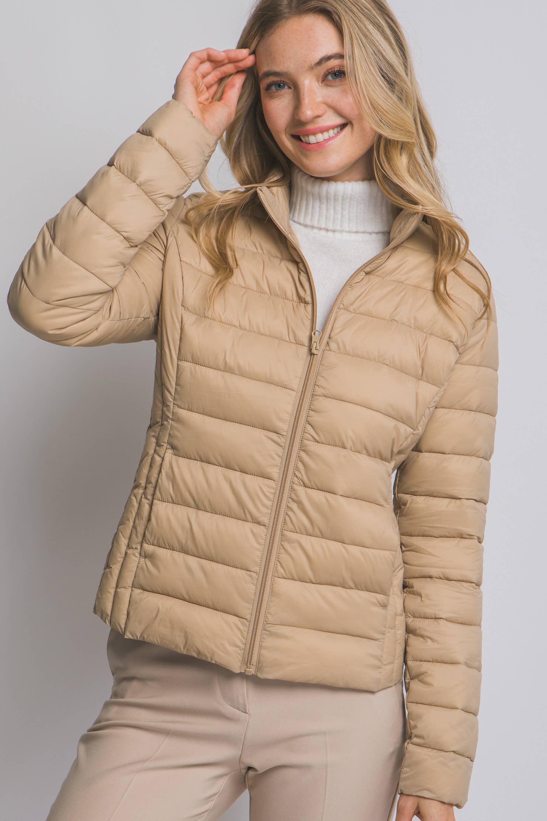 Peace Love Line - Wholesale Puffer Jacket - Women's - PL4300 - LT WEIGHT LONG SLEEVE PUFFER JACKET26