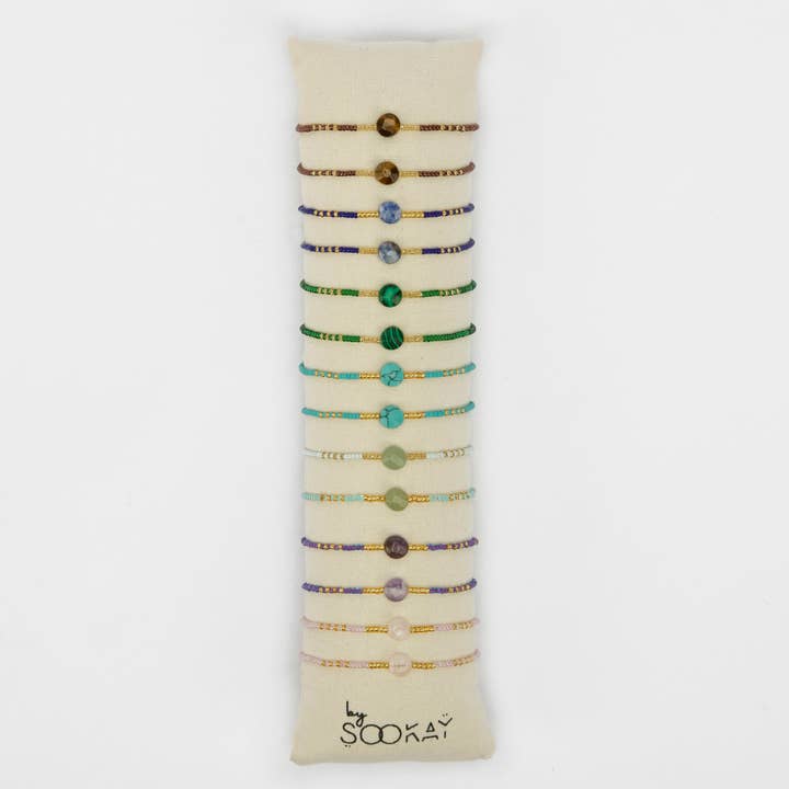 By Sookay - Wholesale Beaded Bracelet - BC001 Faceted round stone bracelet and Japanese beads