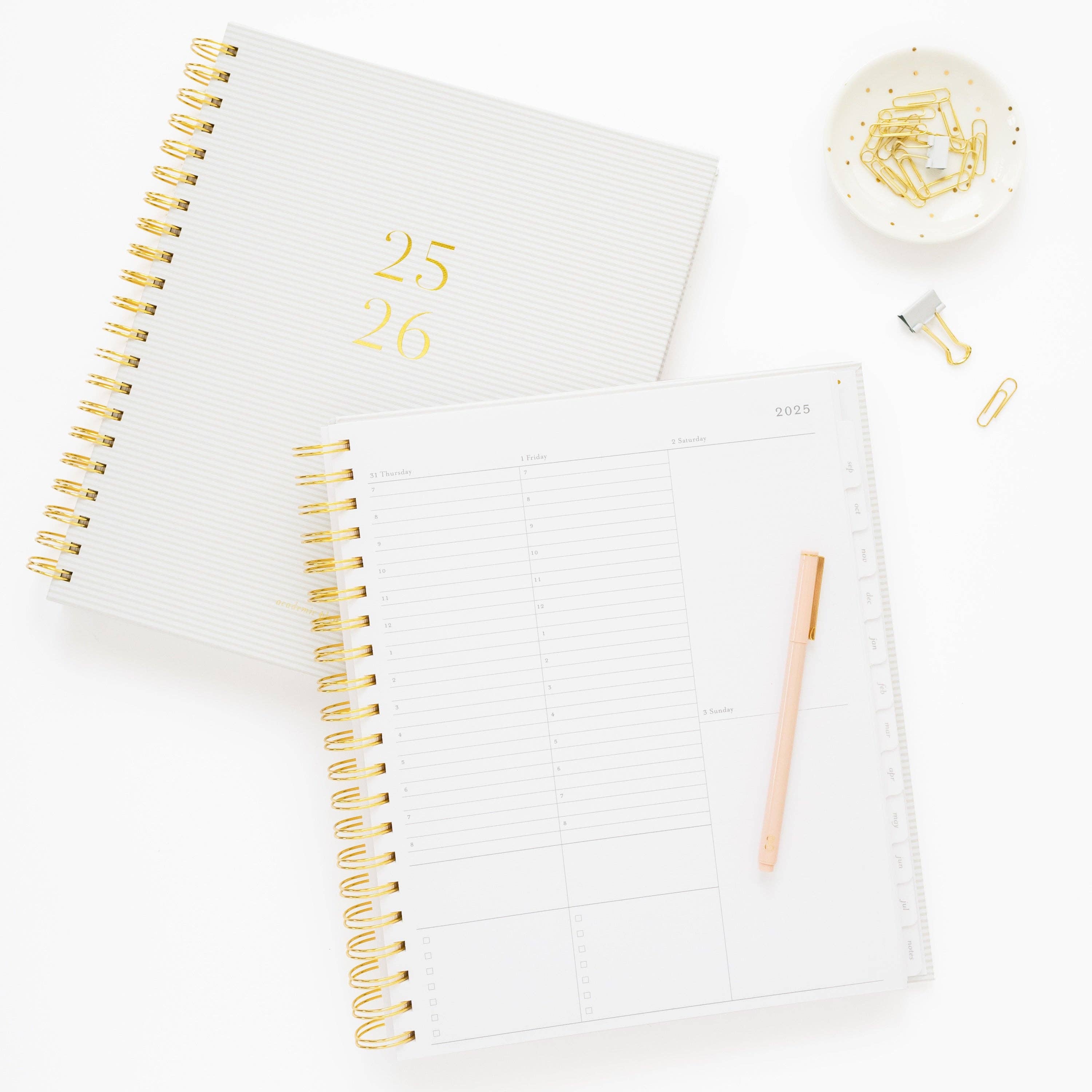 Sugar Paper - Wholesale Planner - 2025-2026 Khaki Stripe Large Weekly Spiral Academic Planner1