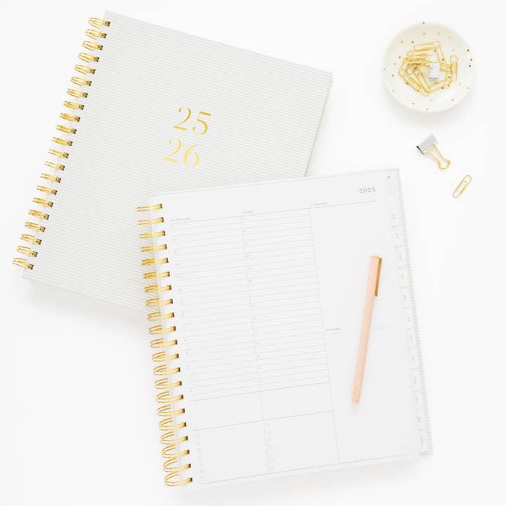 Sugar Paper - Wholesale Planner - 2025-2026 Khaki Stripe Large Weekly Spiral Academic Planner1