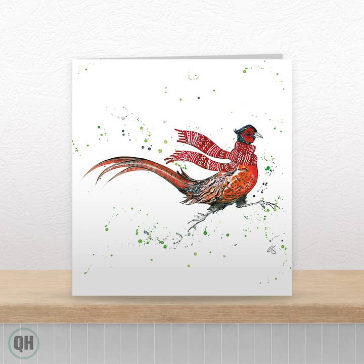 Carte de Noël aquarelle Phileas Faisan pour la vente par Quitting Hollywood