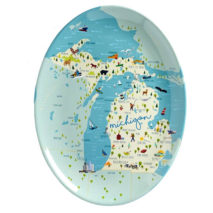 Michigan 16" Melamine Platter Whimsical for wholesale by Galleyware