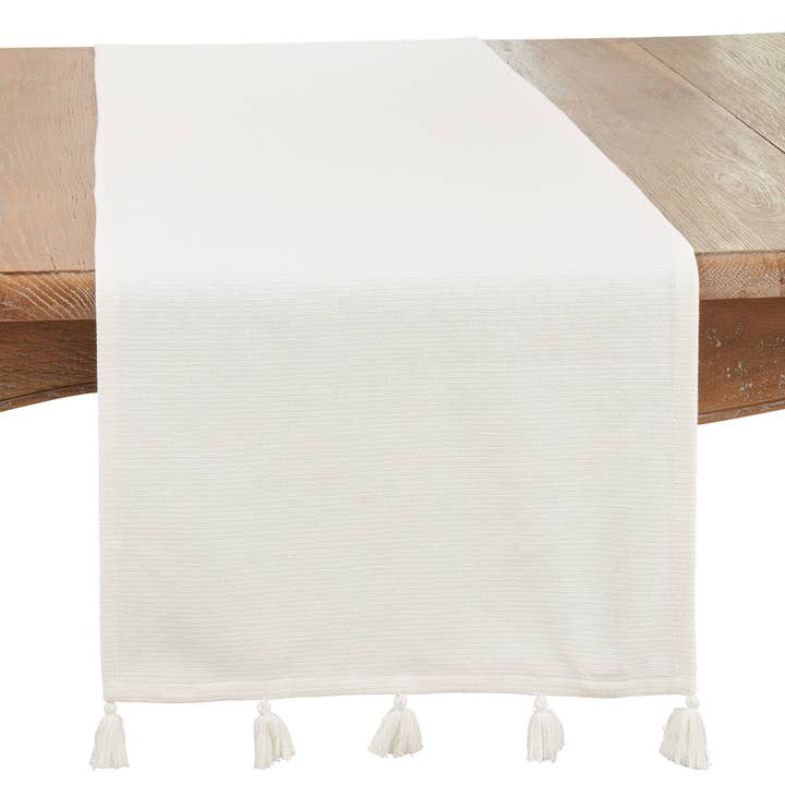 Modern Minimalist Tassel Table Runner for wholesale by Saro Lifestyle