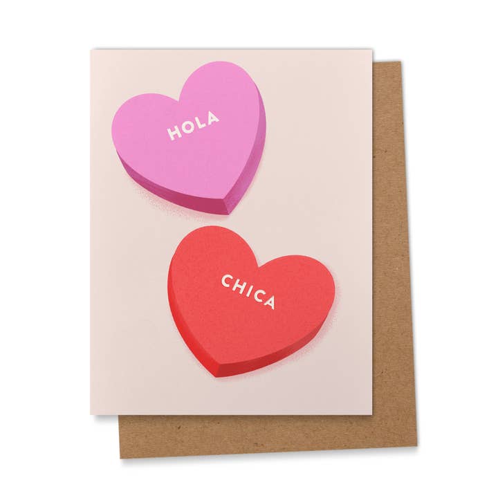 Hola Chica Spanish Galentine's Day Greeting Card for wholesale by Ana Peake