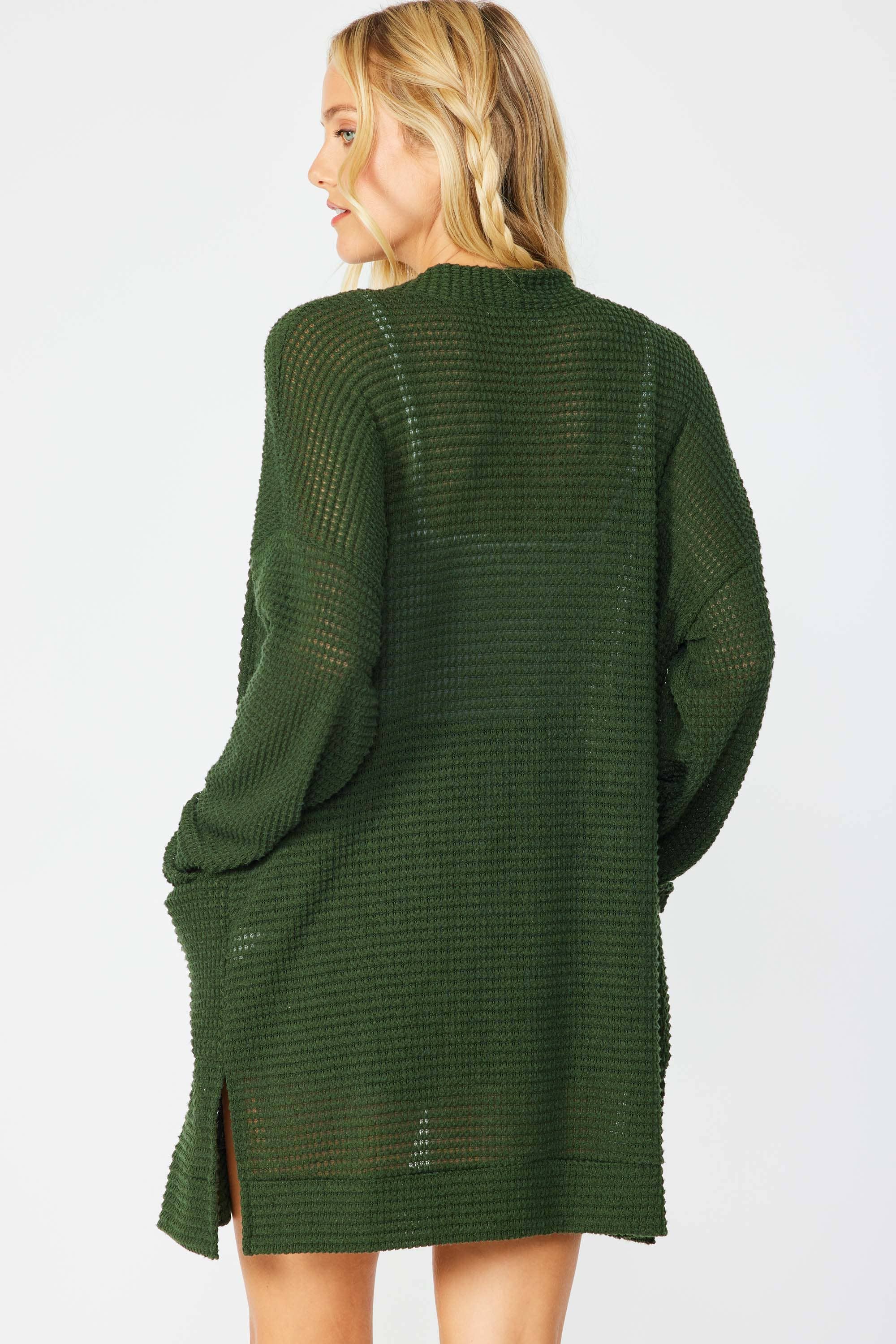 FSL Apparel - Wholesale Cardigan - Women's - SJ1005 - WAFFLE KNIT OPEN FRONT CARDIGAN WITH POCKETS31