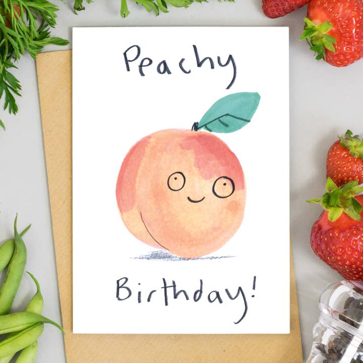 Peachy Birthday Card for wholesale by Jo Clark Design