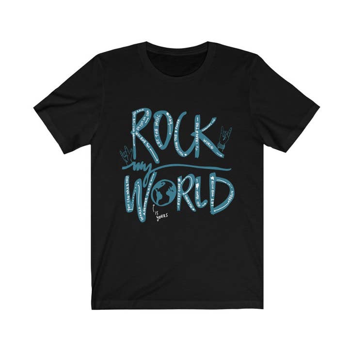 Rock my World Printed T-Shirt for wholesale by Luluizy Designs Co.