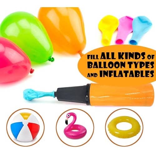 Kasa Style - Wholesale Inflatables - Hand Air Pump for Balloons - 9" Portable Manual Balloon Pump, Mini Hand Pump for Inflatables, Pool Floats, Party Garlands, Exercise and Yoga BallsD4