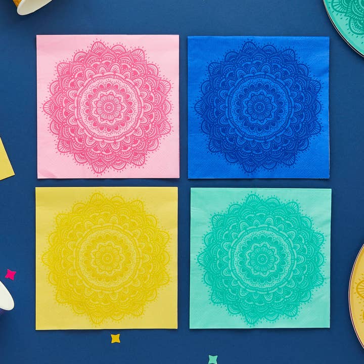 Mandala Paper Napkins 16 Pack for wholesale by Hootyballoo by Club Green