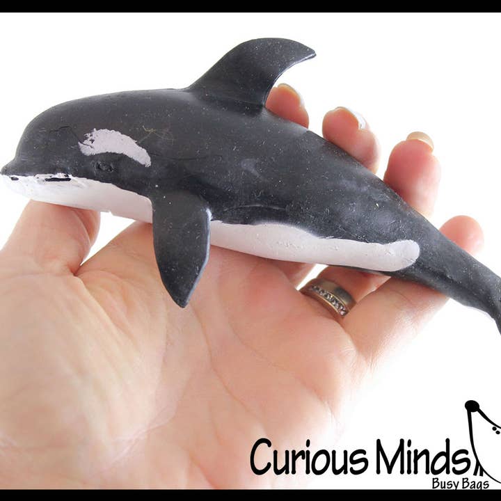 Curious Minds Toys - Vente Jouet mou – enfant et bébé - 1 jouet extensible et compressible Orca, rempli de perles croustillantes, Fidg