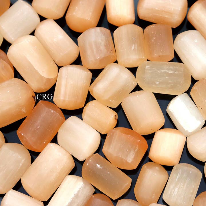 8oz Lot - Hand Carved Red Selenite / 25-35MM AVG for wholesale by Crystal River Gems LLC