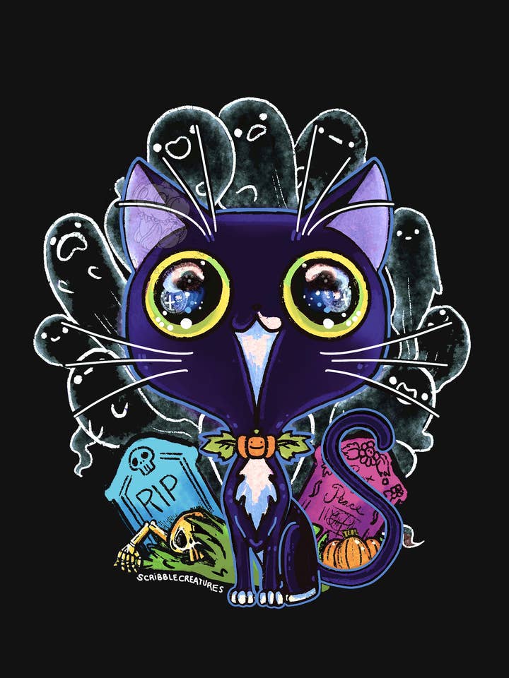 "Graveyard Hambo" Original Fine Art Print by Scribble Creatures for wholesale by Scribble Creatures