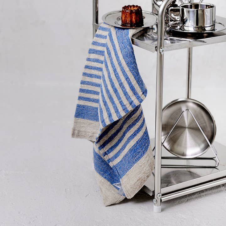 Linen Tea Towel (dish towel) / Cobalt stripes for wholesale by dodesign