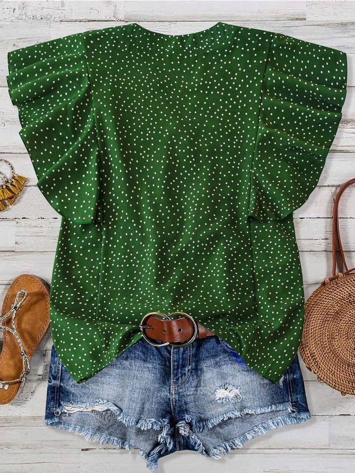 Wholesalesir - Wholesale Blouse - Women's - V-neck Button Pleated Top