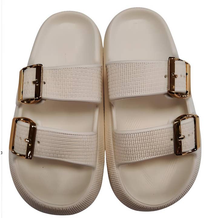 2 GOLD BUCKLES HIGH CONFORT REST SLIPPER - CREAM - T.36/41 for wholesale by MB SMERWICK SA