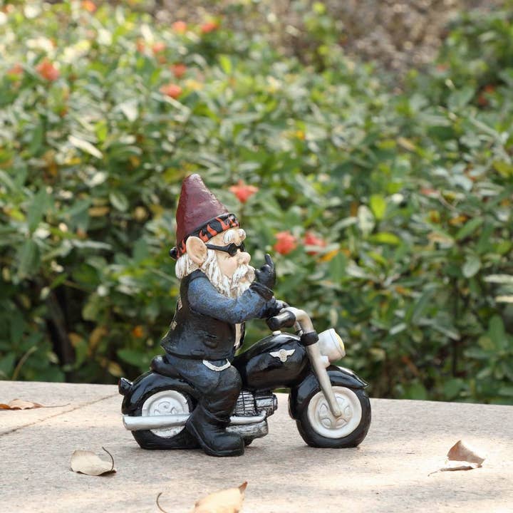 Hi-Line Gift Ltd. - Wholesale Garden Gnome - Middle Finger Biker Gnome (Hi-Line Exclisive)4