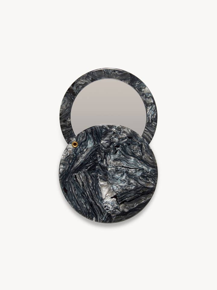 Cirkelspejl i obsidian for engroshandel hos MACHETE