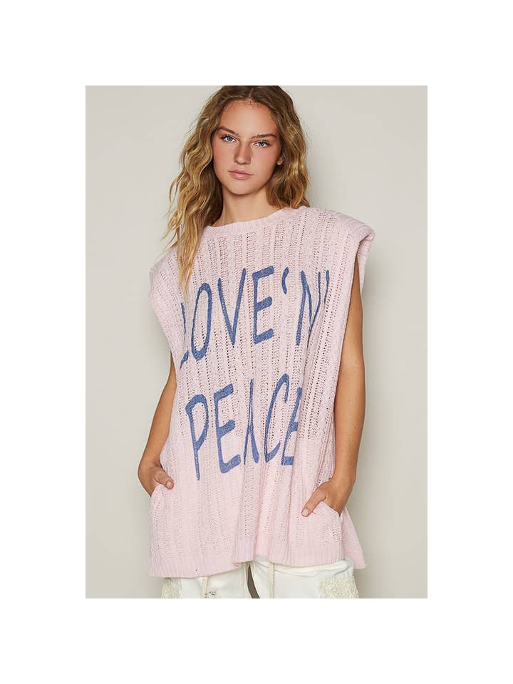 Pol Clothing - Vente Pull en maille – femme - Top rond sans manches à lettrage graphique