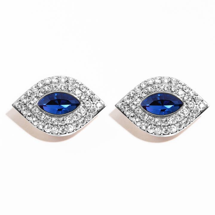 Pave Silver Sapphire Evil Eye Shoe Jewelry (Set of 2) for wholesale by Kayla Elizabeth