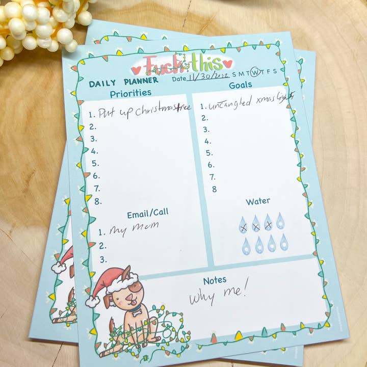 Daily planner Notepad, funny, adult humor, Xmas puppy dog for wholesale by Simply Evelyn Co