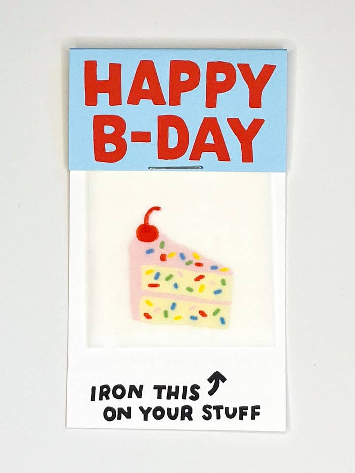 Happy Birthday Cake L'il Something Iron-On Card for wholesale by Hot Dang Press