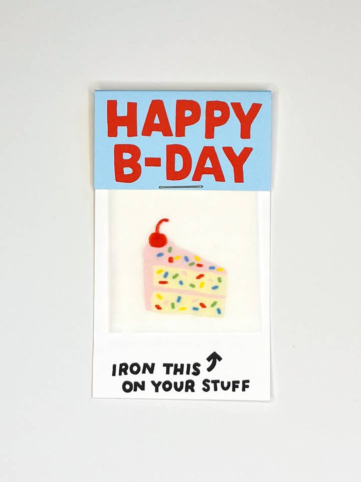Happy Birthday Cake L'il Something Iron-On Card for wholesale by Hot Dang Press