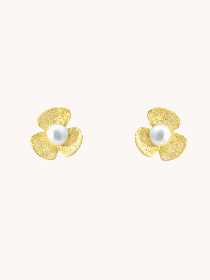 Goldene Ohrringe Blumen Breites Blatt–Frühlingsgeschenk für Sie für den Großhandel von Gratinsta