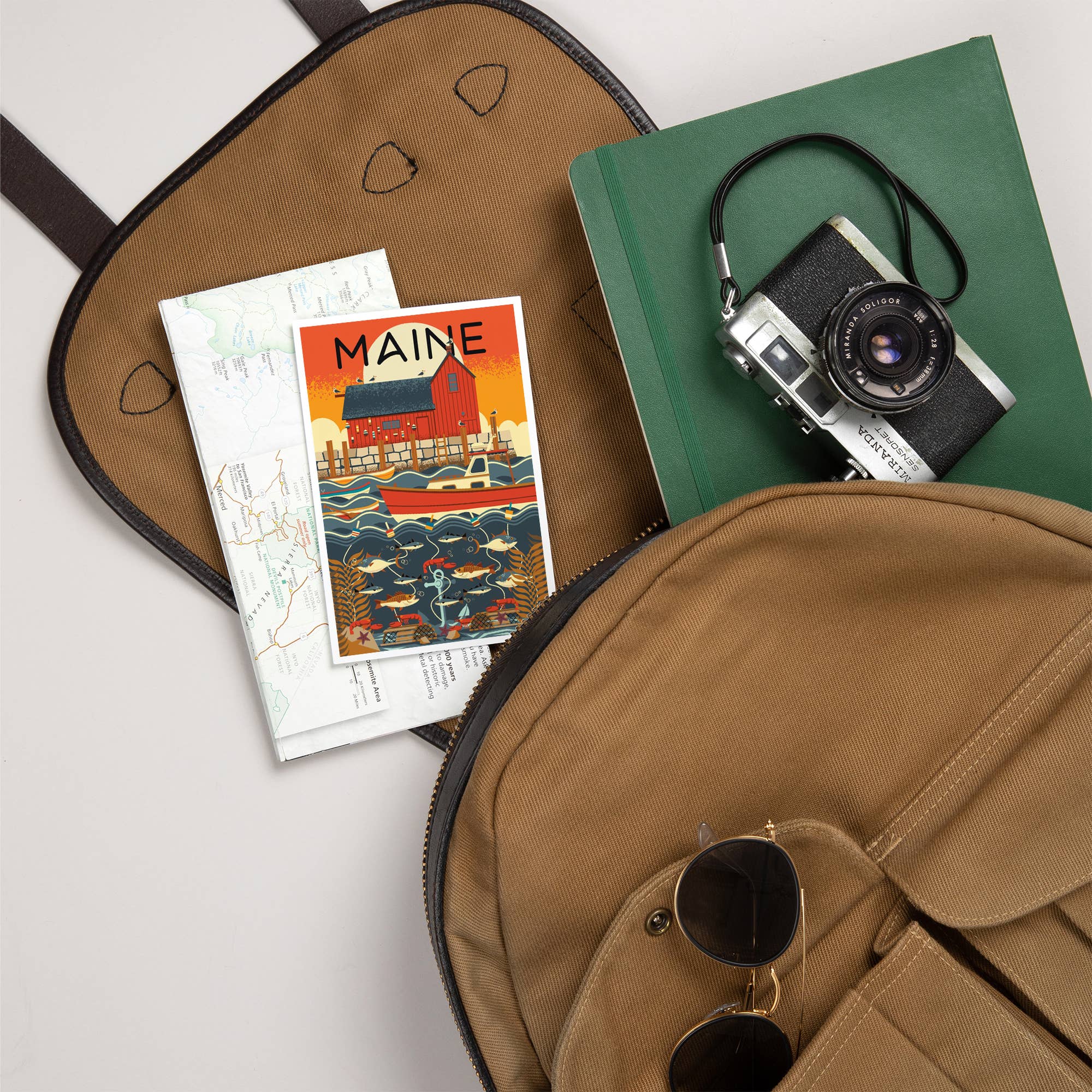 Lantern Press - Wholesale Postcard - PREMIUM POSTCARDS Maine, Nautical Geometric5