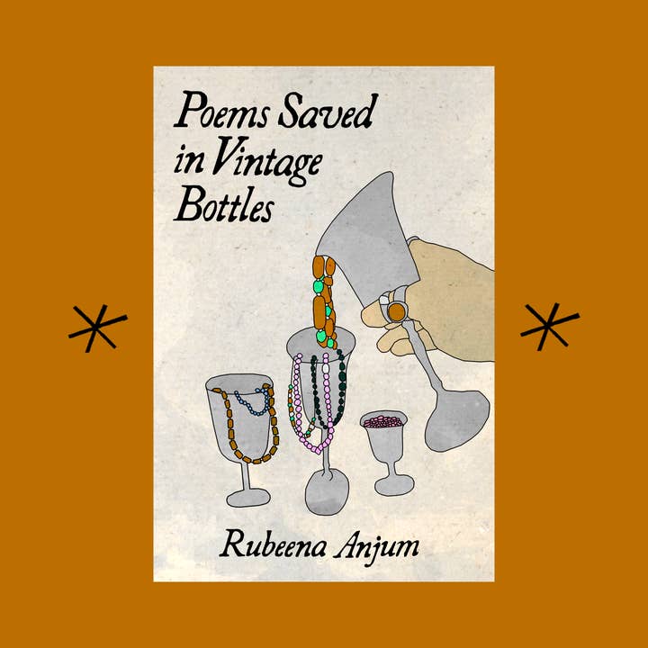 Poems Saved in Vintage Bottles, by Rubeena Anjum for wholesale by Bottlecap Press